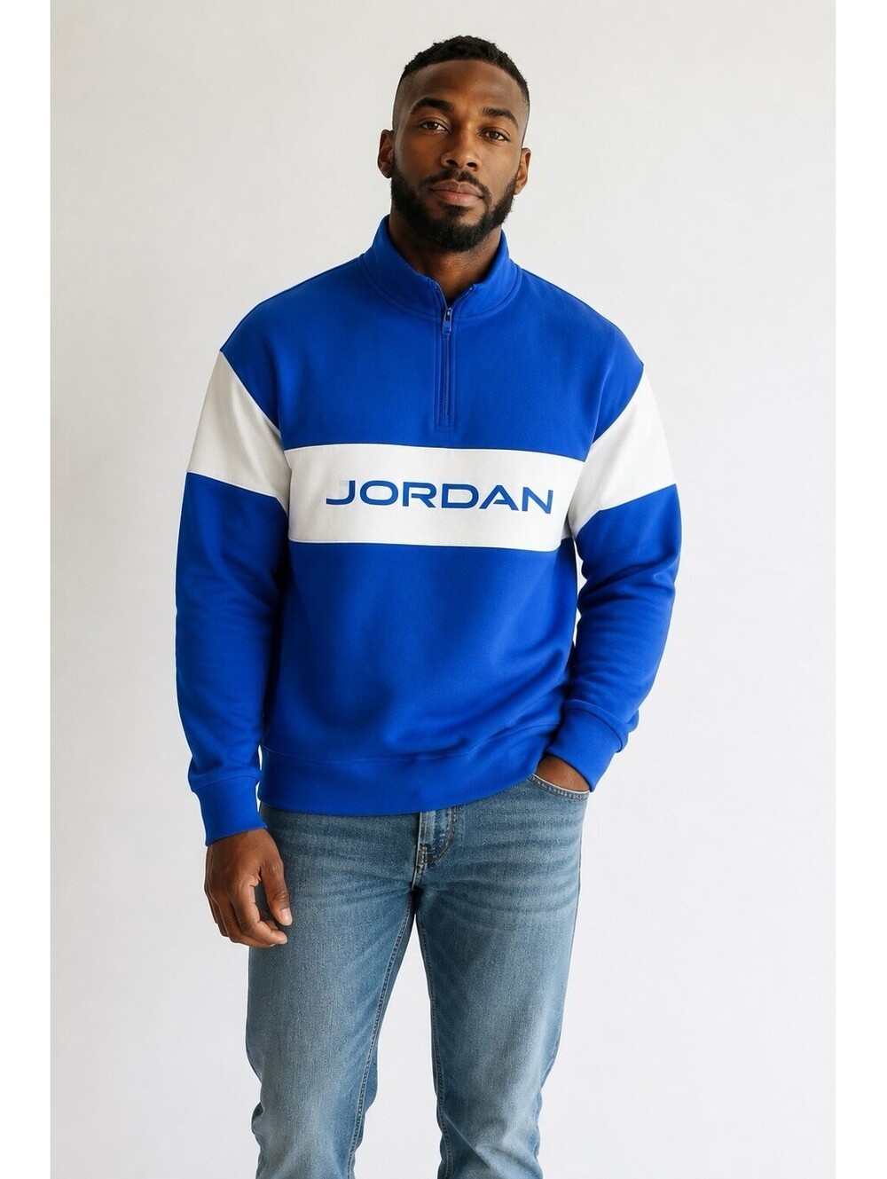 $100 NIKE JORDAN GOLF MENS 1/4 ZIP PULLOVER DRI FIT ROYAL BLUE MEDIUM HF9919-480